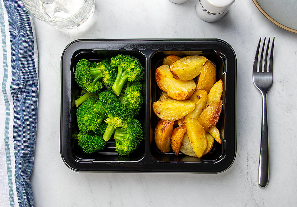Steamed Broccoli and Garlic Roasted Yukon Gold Potatoes
