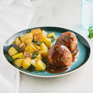 BBQ Chicken Meatballs and Southwest Potatoes