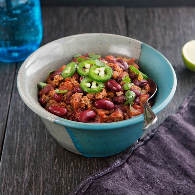 Bacon, Bison and Gluten-Free Beer Chili