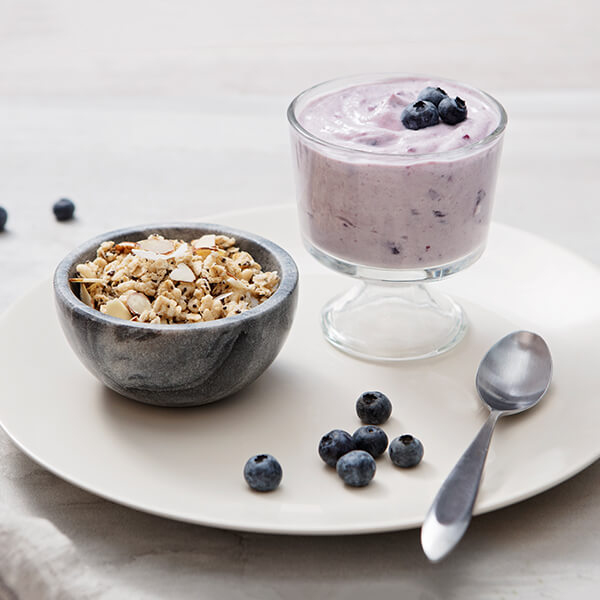 Blueberry Greek Yogurt Parfait with Honey Almond Granola