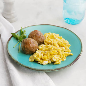 Breakfast Turkey Meatballs and Scrambled Eggs