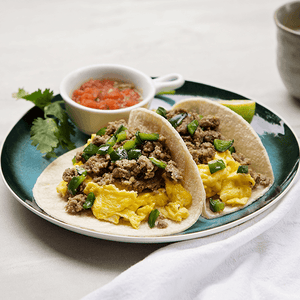 Organic Chorizo and Scrambled Eggs Breakfast Tacos