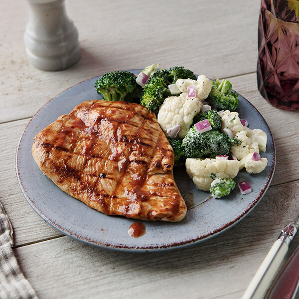 Cherry BBQ Turkey Cutlet with Creamy Broccoli Salad