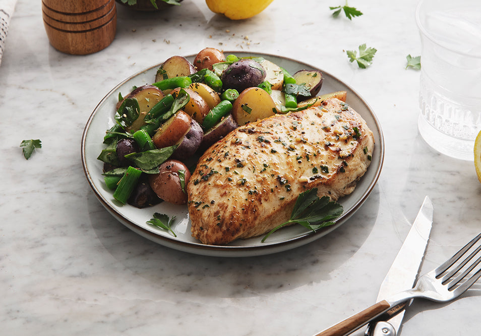 Citrus Herb Chicken with Spring Potato and Vegetable Medley