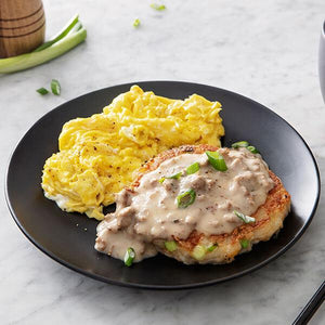 Country Breakfast with Free-Range Scrambled Eggs and Cheddar-Jack Hash