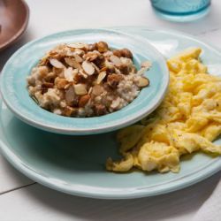 Dried Fig  Honey Steel Cut Oatmeal  Scrambled Eggs