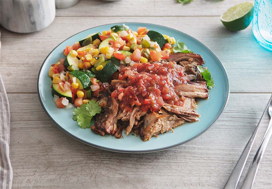 Yucatán Style BBQ Pork with Quinoa, Black Bean and Corn Salad