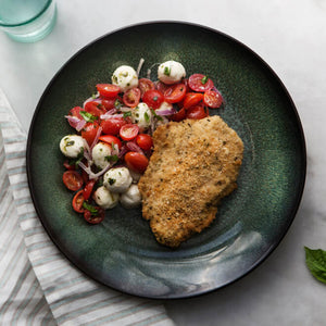Italian Breaded Chicken Breast and Caprese Salad