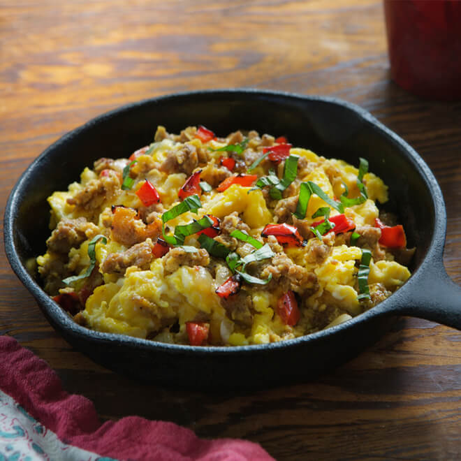 Italian Sausage and Roasted Red Pepper Scrambler
