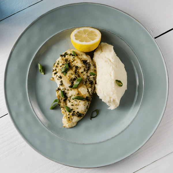 Lemon-Garlic Chicken with Cauliflower Cream