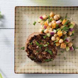 Loaded Burger with Butternut  Chickpea Salad