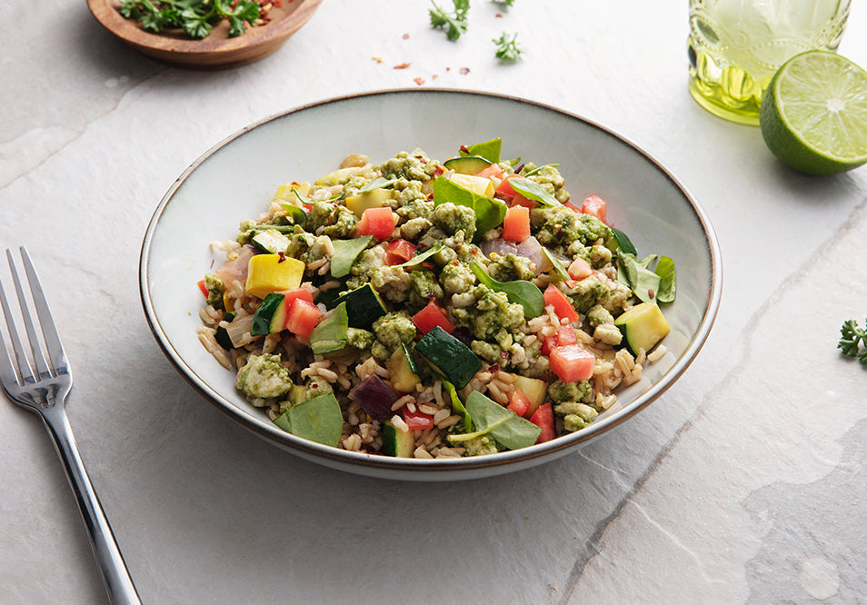 Low Carb Turkey and Garden Pesto Power Bowl
