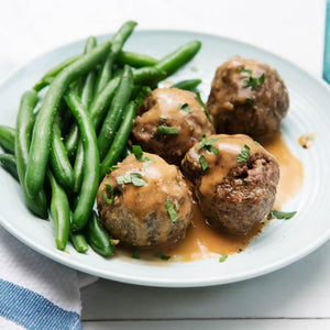 Swedish Grass-Fed Bison Meatballs and Haricot Verts