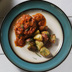 Tomato Braised Grass-Fed Swiss Steak with Roasted New Potatoes