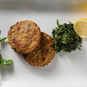 New England Style Wild-Caught Cod Cake with Creamed Spinach