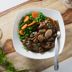 Grass-Fed Beef Bourguignon with Peas and Carrots