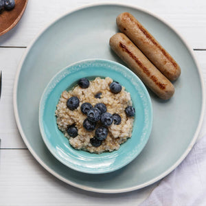 Maine Blueberries and Steel Cut Oatmeal with Apple Chicken Sausage