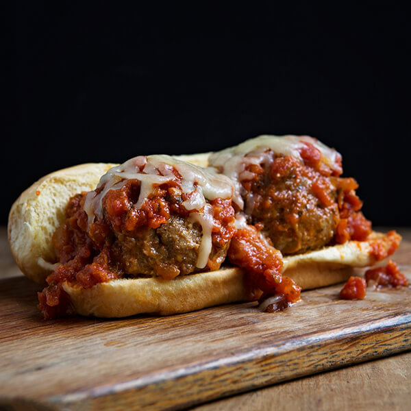 Grass-Fed Beef Meatball Sub with Marinara Sauce